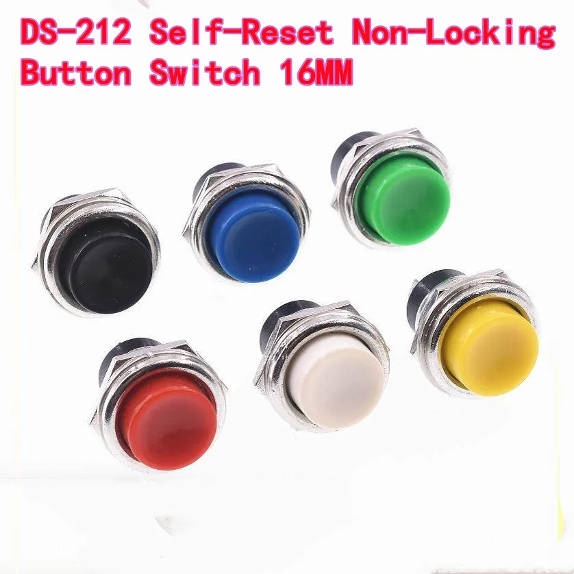 10PCS DS-212 16mm Self-Reset Non-Locking Momentary Push Button Switch Mini Round SPST NO Electronic Crane Scale Start Switch