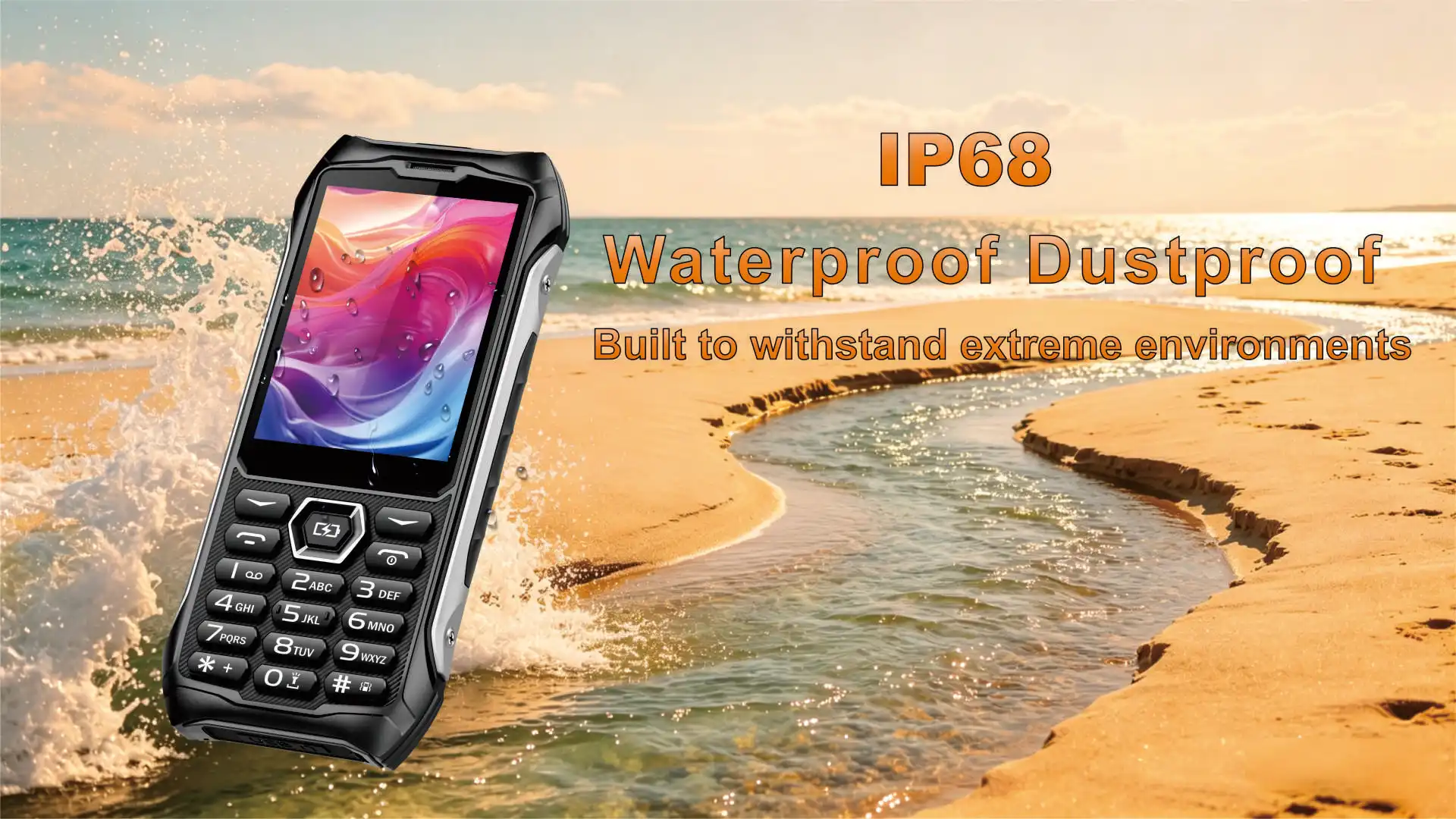 EAOR 336-4G Slim Rugged Phone IP68 Real Three-Proof Feature Phone Big Battery Dual SIM Keypad Phones with Glare Torch Telephone
