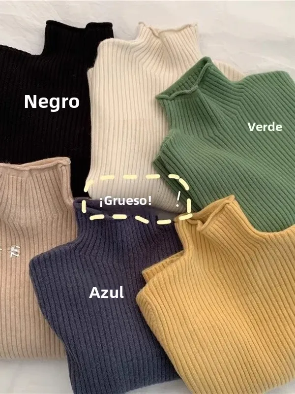 

Autumn Winter Slimming Half High Neck Cuffed Knitwear Women's Hong Kong Style Warmth Maturity Skin-friendly Base Layer Knitte...