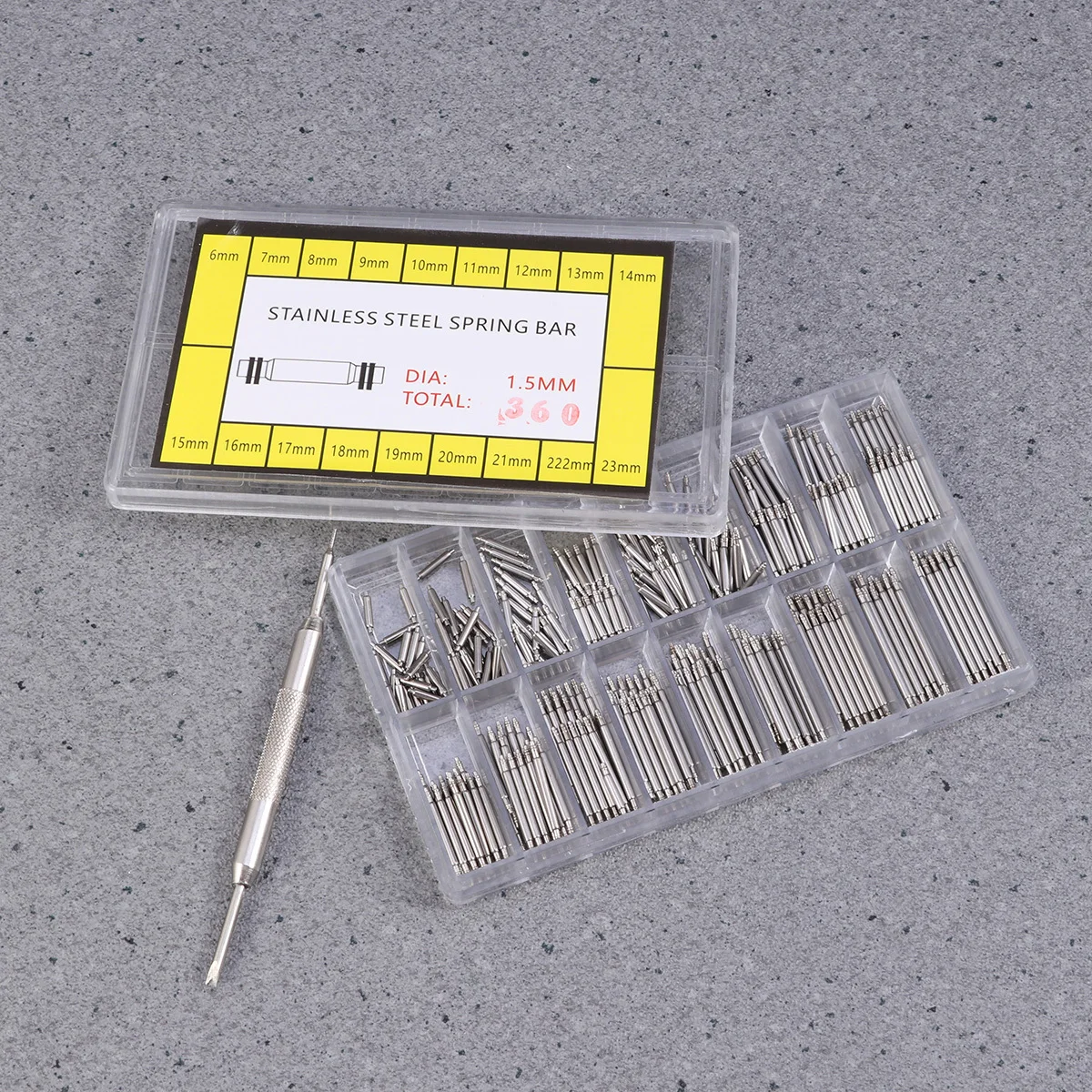 

360Pcs Stainless Steel Watch Spring Bars Double Flange Link Pin Repair Replacement Tool Kit for Professional Metal Strap