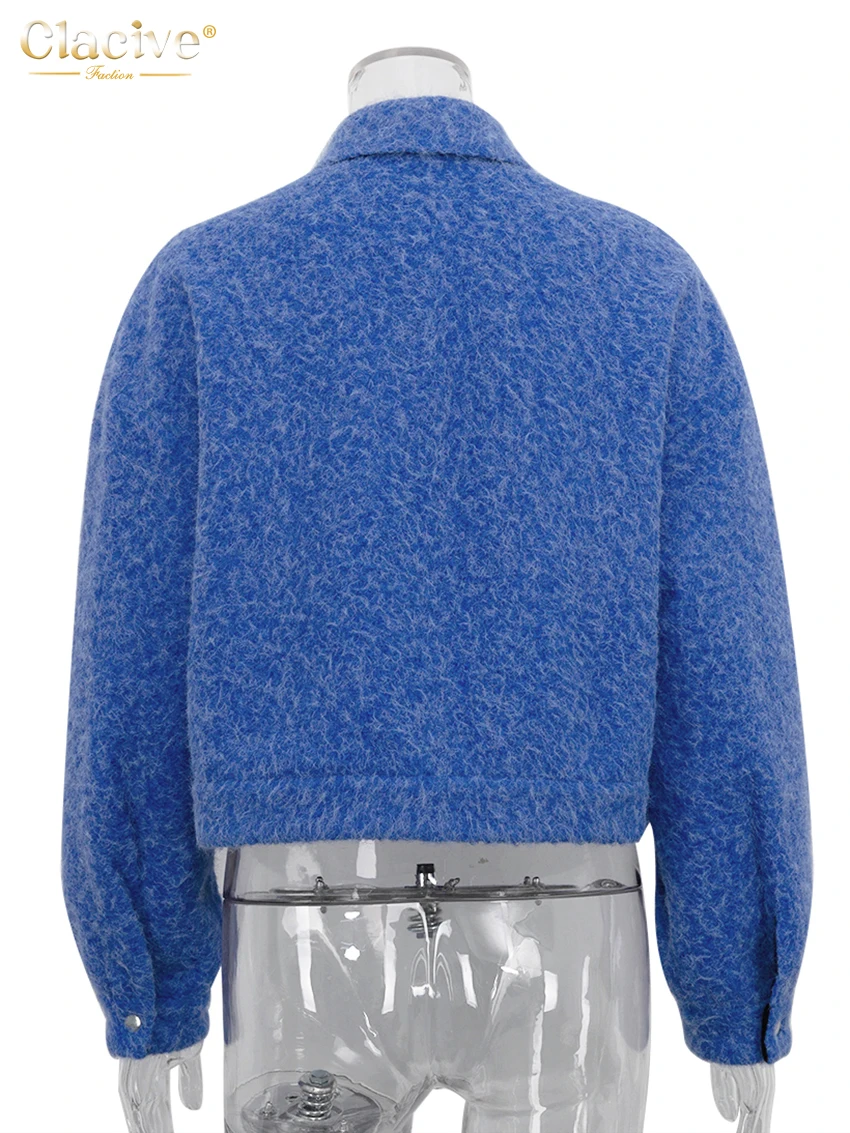 Elegant Women's Blue Lapel Jacket - Casual Office Coat 2024