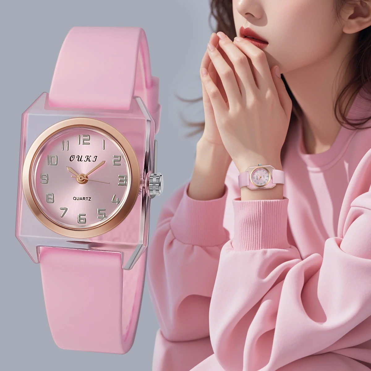 Women Fashion Popular Sport Casual Silicone Quartz Wrist Watches for Ladies