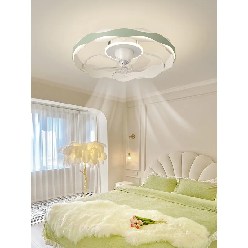 Irregular Smart Ceiling Fan Blade Embedded  Light Large Wide-angle Transparent LED  Metal Bedroom 97 Modern