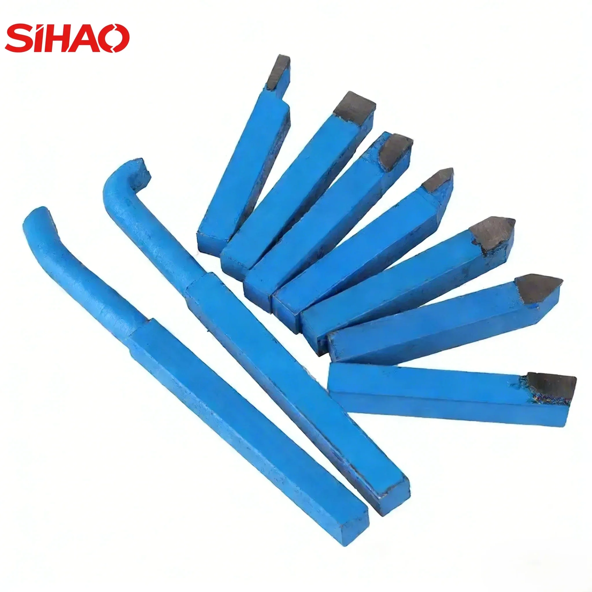 SIHAO 9pcs Blue Alloy Brazed Carbide Lathe Tool Bits 10x10mm for Metal Turning CNC Lathe Welding Tool
