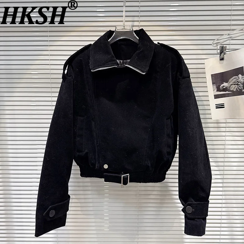 

HKSH 2025 Winter New Women's Cotton-Padded Coat Velvet Turn-down Collar Zipper Elegant Trendy High-end Short Warm Jacket HK15388