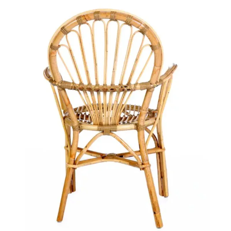 Natural Varnished Bamboo Cane Living Room Arm Chair Sofa
