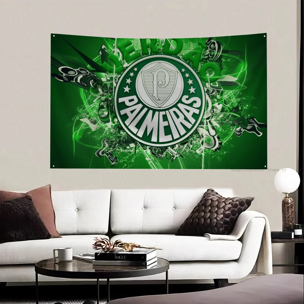 Banderas y pancartas de bandera de Palmeiras, decoración estética de poliéster de cuatro agujeros para exteriores, habitación, 1 ud.