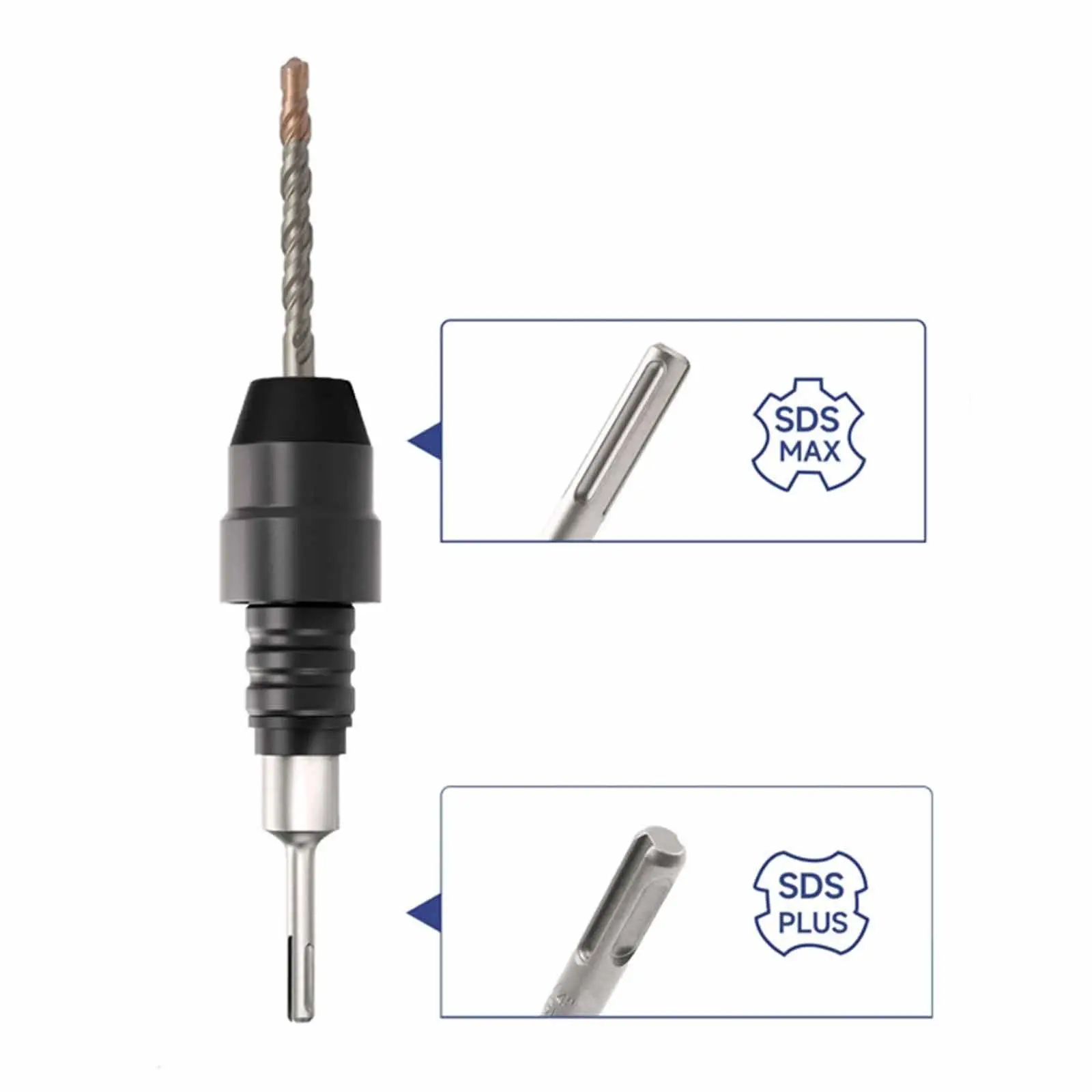 

SDS Plus Adapter Steel Converter Impact Hammer Bit Connector SDS Max Adapter for Electric Drill Renovation and DIY Projects