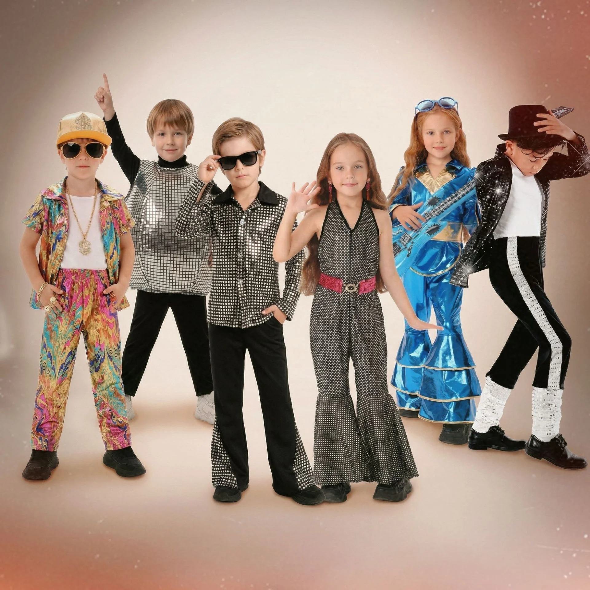 

Retro Disco Dance Costume Children's Performance Outfit Stage Show Halloween Traditional Ethnic Stage Costume Women