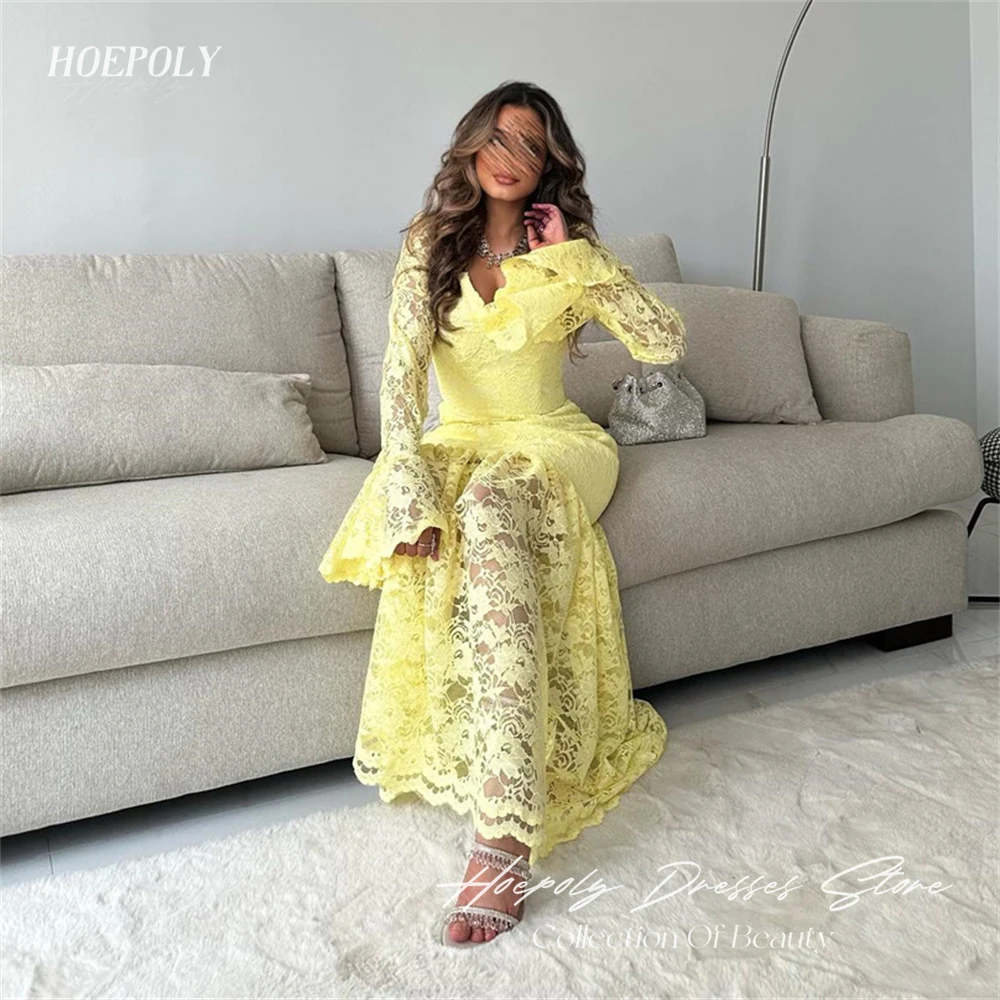 

Hoepoly Luxury Strapless Lace Flowers Evening Dress For Woman Summer Style Fashion Simple Classy Party Long Prom Gown New 2023