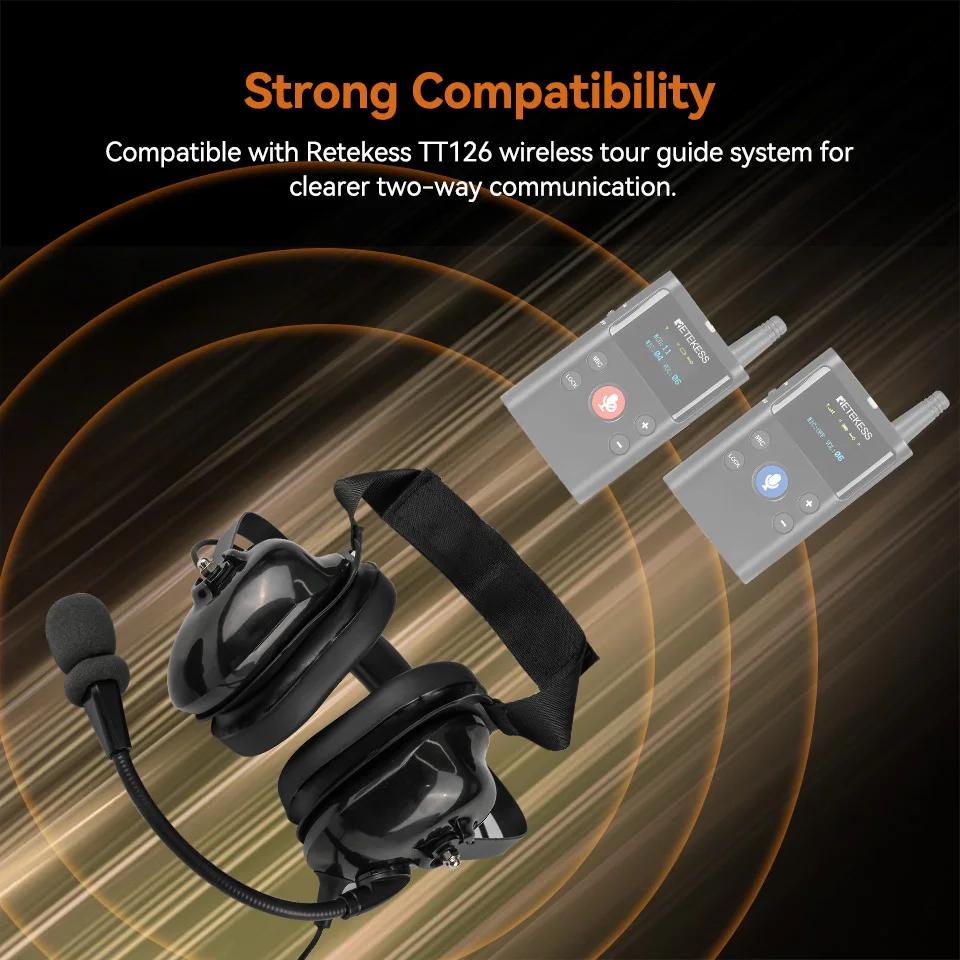 Retekess TT034 Verstellbare Over-Ear-Kopfhörer mit Geräuschunterdrückung und Zwei-Wege-Kommunikation für Fabriken, Kompatibel mit TT126 T130P – Detail 6