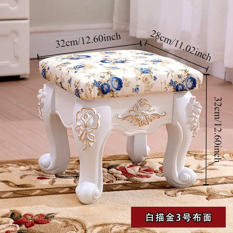 

European Style Modern Adult Household Shoe Changing Carved Ottomans Makeup Simple Creative Fabric Light Luxury Square Stools