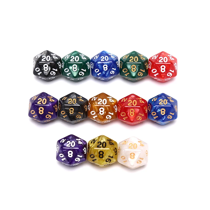 1PC Durable Pearlized D20 Dice Acrylic 20 Sided Dice for Board Game