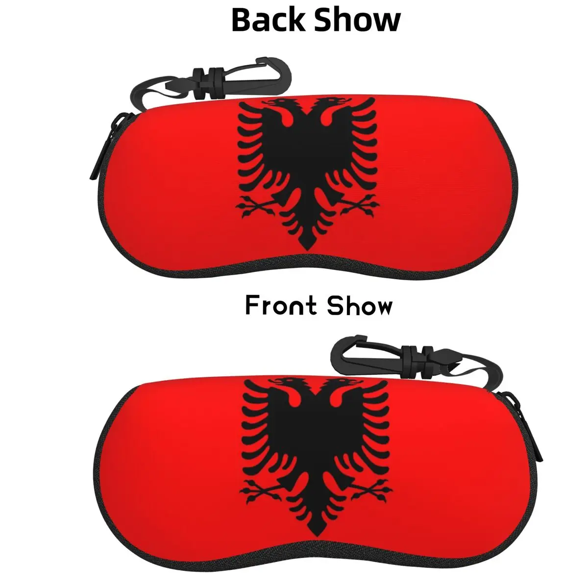 

Albania Flag Shell Glasses Case Protective Sunglasses Box Women Men Soft Eyeglasses Bag Pouch