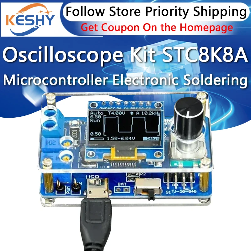 

DIY Mini Digital Oscilloscope Kit STC8K8A Microcontroller Electronic Soldering Practice Loose Parts