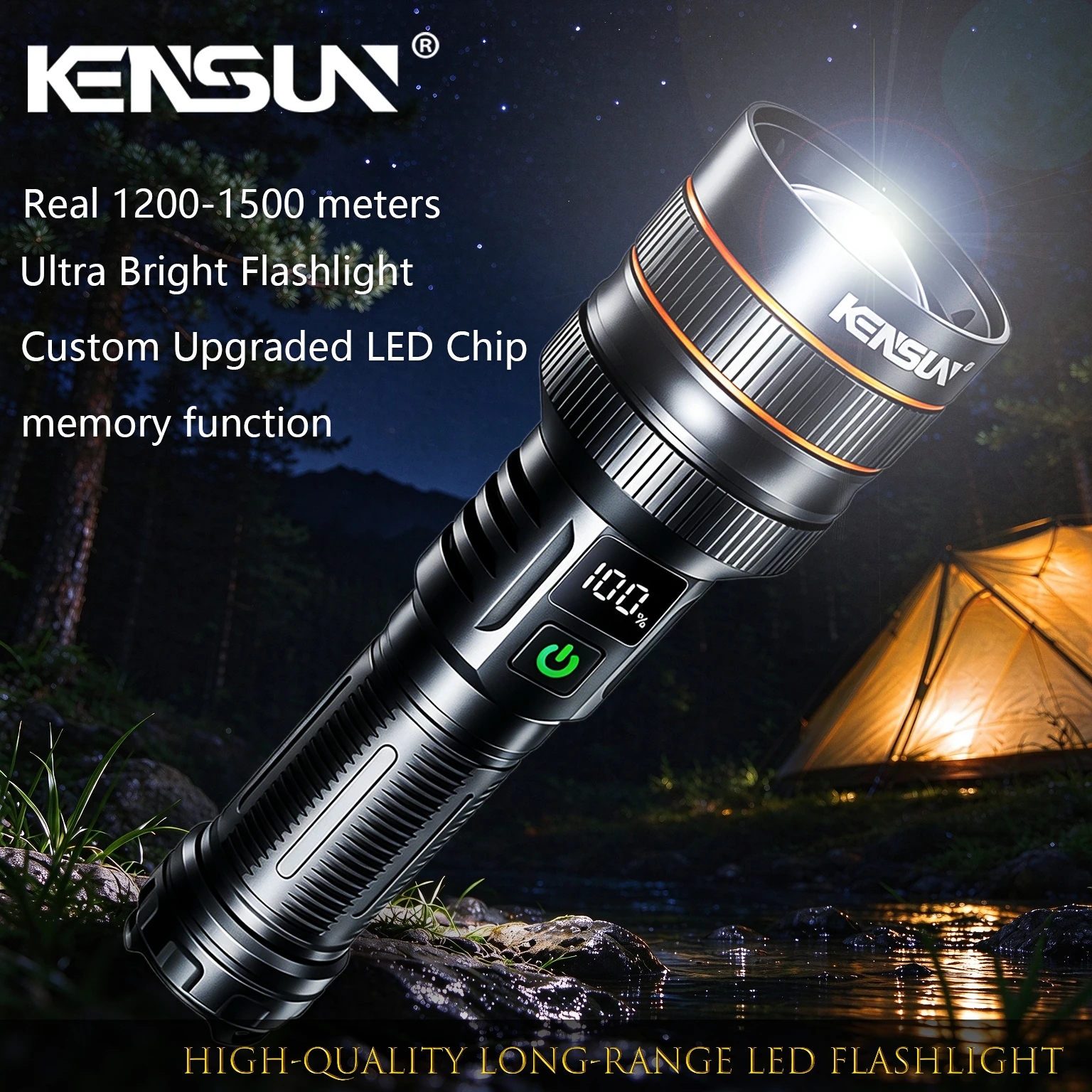 Super Reichweitenstarke LED-Taschenlampe USB Wiederaufladbar Handgeführte Taktische Fackel Hochleistungs-Zoom-Arbeitsleuchte für Camping und Jagd