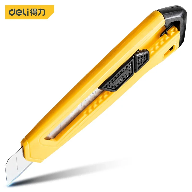 Deli Household 1 Pcs Utility Knife SK5 Blade Automatic Locking Push Button Design Woodworking Safety Portable Hand Tools