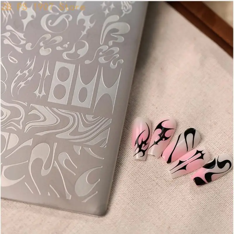 Graffiti Art Stamping Plate, Stainless Steel Design Plate with Clean Pattern Lines for DIY Looks, Salon Use, and Portable Kits