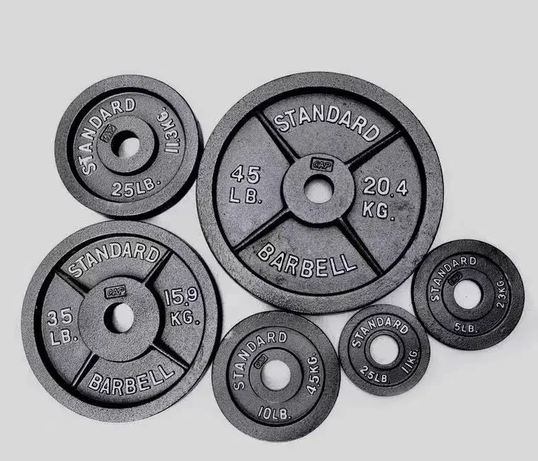 Durable cheap commercial and home use d round 5kg 10kg 20kg 50kg cast iron barbell weight lifting plate