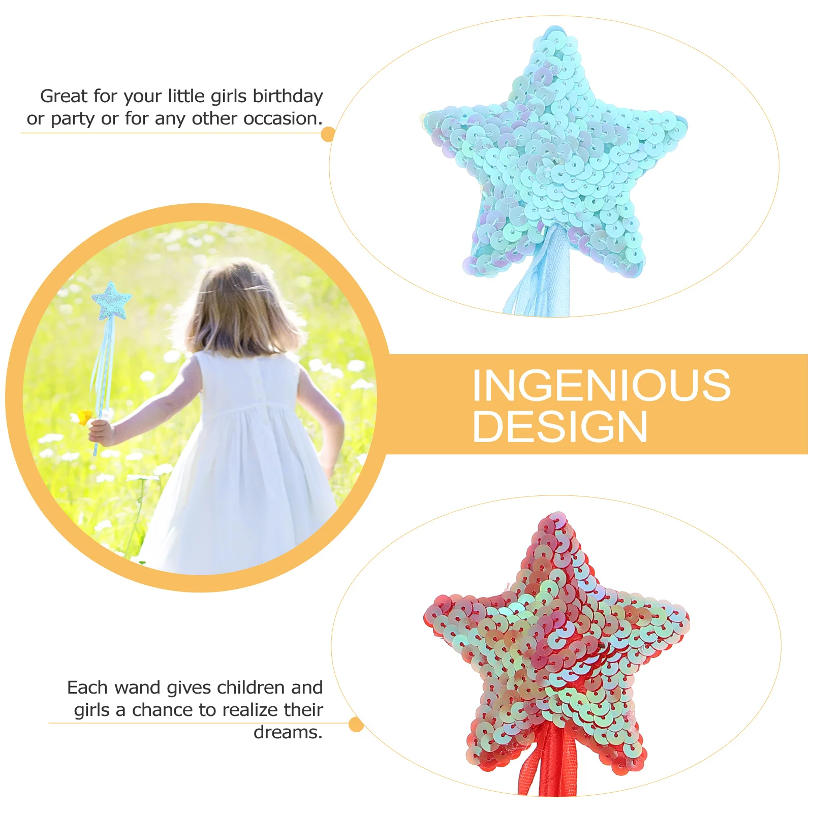 4Pcs Fairy Wands Pentagram Star Shaped Peach Heart Colors Kids Party Supplies Girls Birthday Magical Fairy Sticks