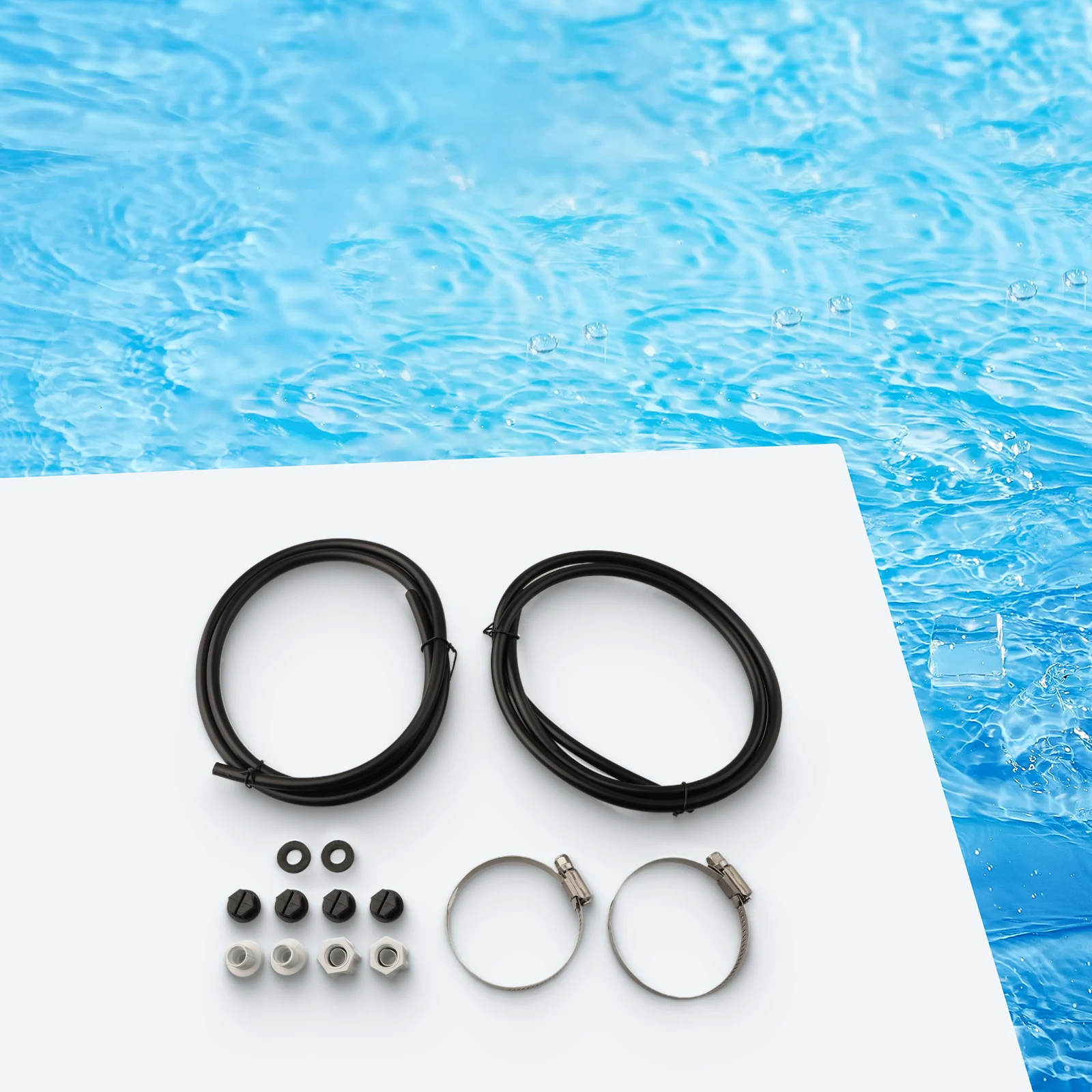 

Saddle Clamps Washers Nuts Chlorinator Tubing Off-Line Pool Accessories 2 Sets Silver Black Pipe: 4ft High-quality