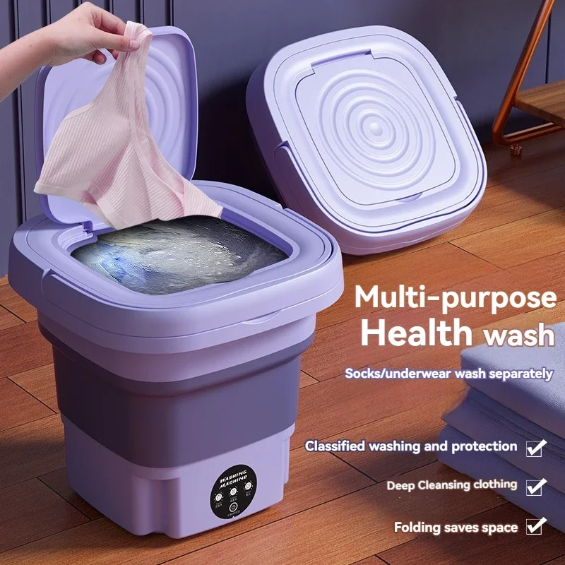 

8L folding washing machine small automatic washing all-in-one portable underwear socks mini washing machine