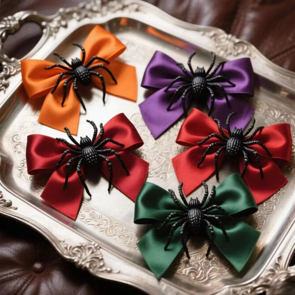 

Happy Halloween Funny Spider Hair Clip Plastic Spider Theme Bowknot Hairpin Personalized Halloween Head Wear Ghost Festival