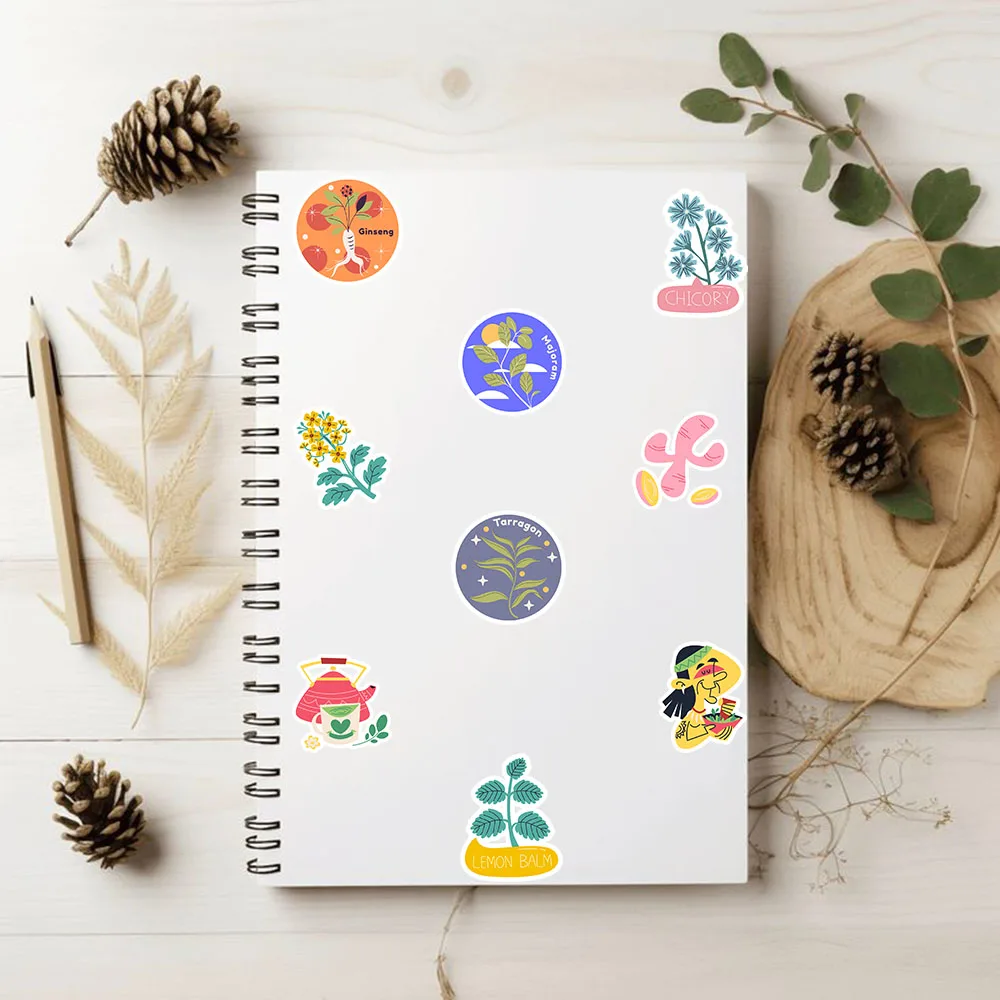 Cute Herbal Plant Spice Waterproof Stickers DIY Decals for Phone Case Laptop Water Bottle Scrapbook Journal Decor view 4