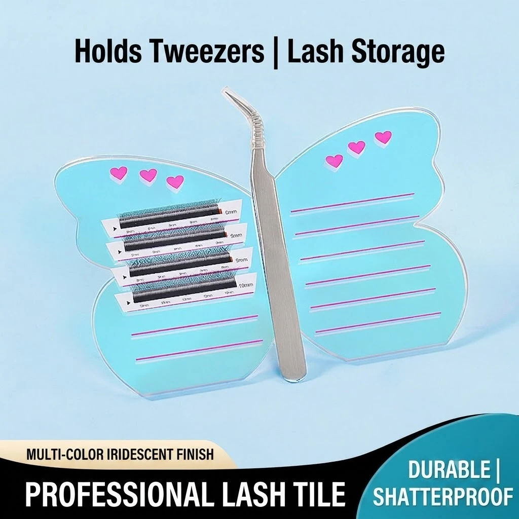 Upgraded Lash Extension Palette with Magnetic Tweezer Holder, Professional Eyelash Grafting Display Board with Scale Lines