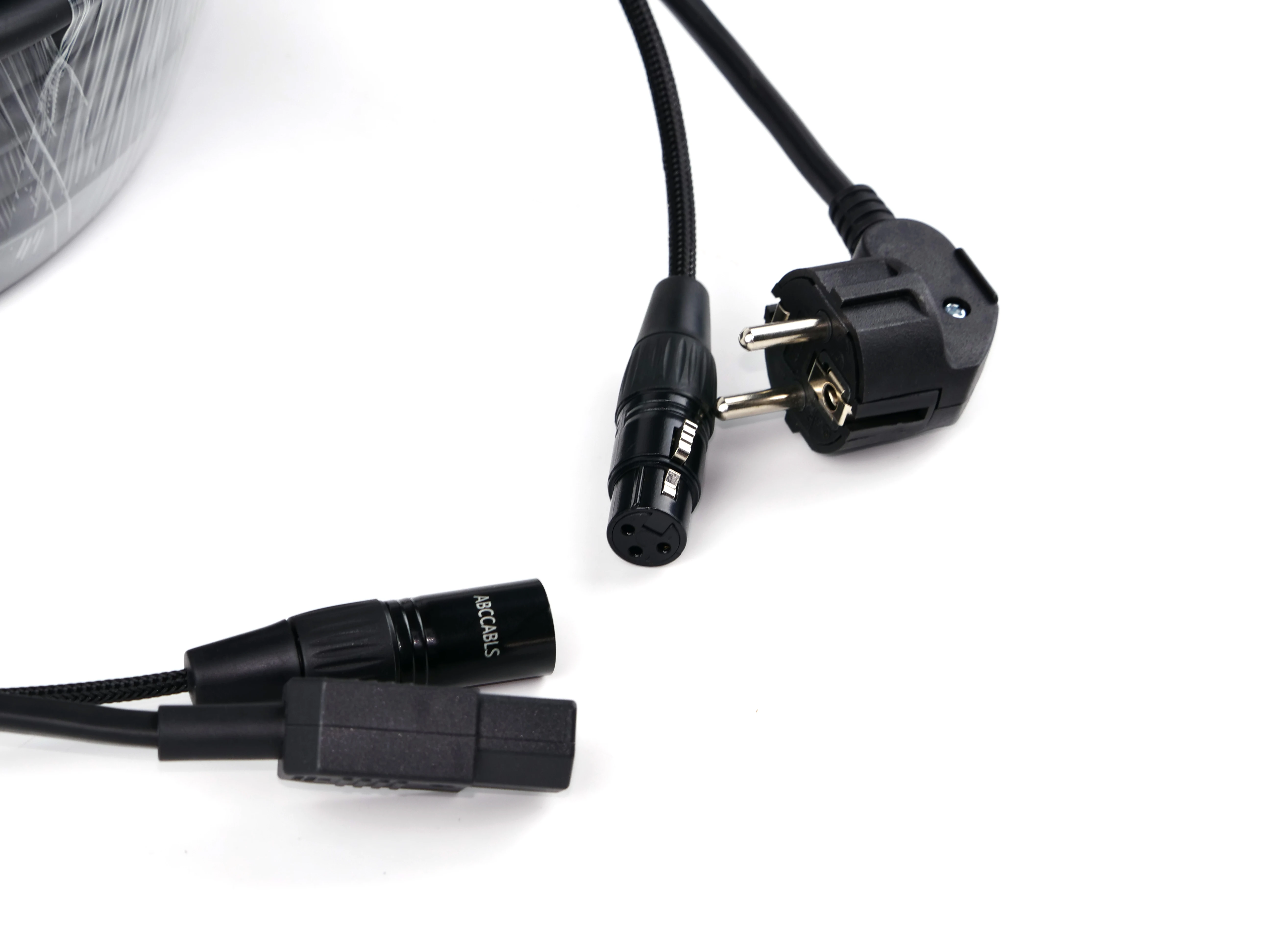 Power + DMX Combo Cable 2-in-1 EU Schuko Power + IEC C13 Power + 3 Pin XLR DMX Signal Heavy-Duty Stage Hybrid Cable