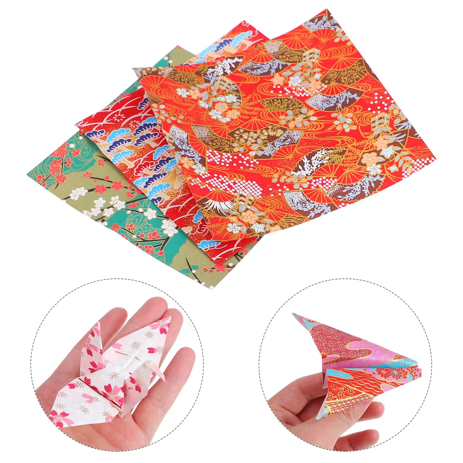 4 Sets Japanese Style Yuzen Paper Hand Craft Folding Square Colorful Cotton Paper DIY Origami Paper  Foldable Hand Craft Paper