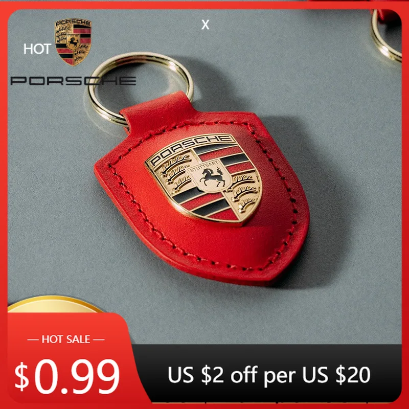 

Car Sticker For Porsche Car Leather Keychain Shield Type 3D Emblem Key Ring For Porsche Panamera Cayenne Taycan 911 718 Macan Ca