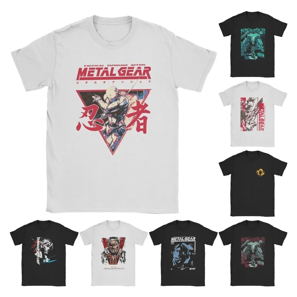 

Novelty Game Metal Gear Solid Option C T-Shirt for Men Round Collar Cotton T Shirts MGS Gothic Phantom Hipster Short Sleeve Tees