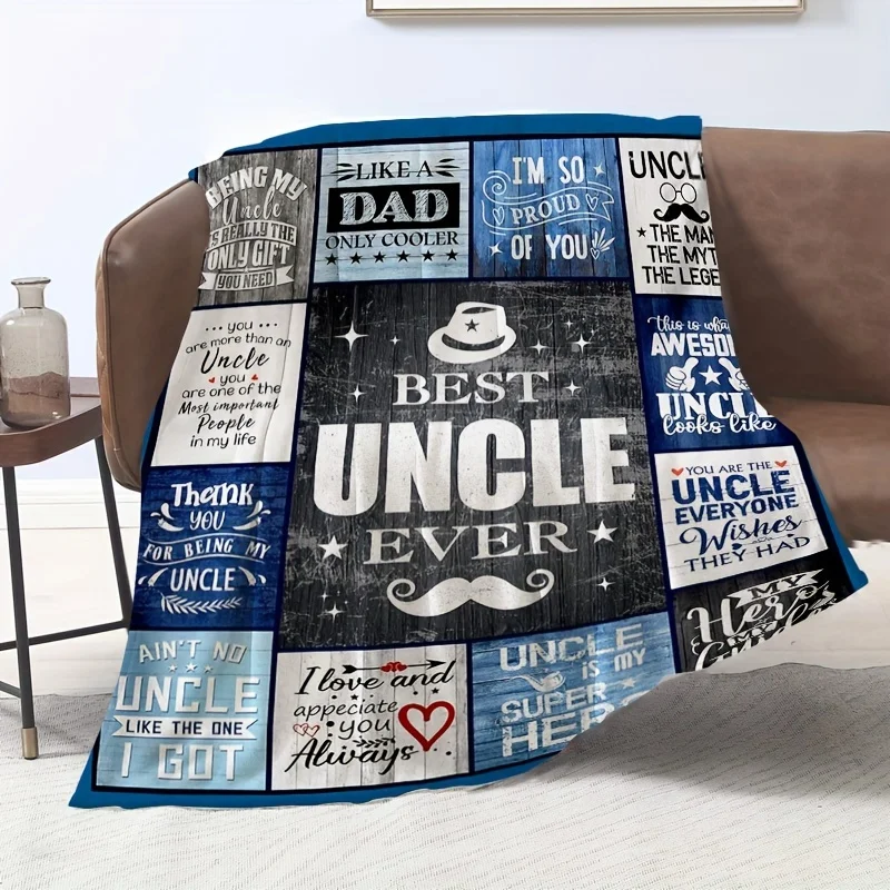 1pc Letter Blanket to The Best Uncle, Modern Style Blanket, Outdoor Blanket, Travel Camping Blanket, Soft And Comfortable Blanke