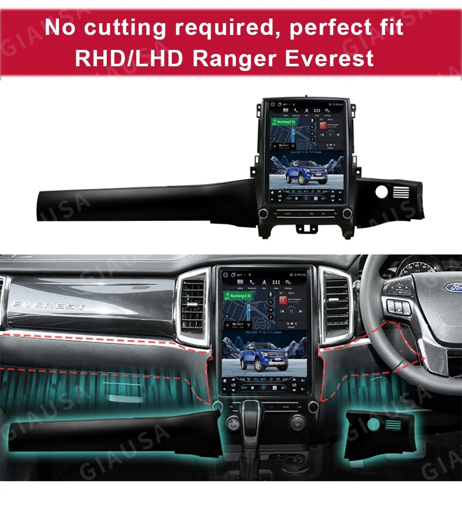 

12.1" Screen Android 14.0 Car stereo For Ford Ranger Everest 2016-2021 Android Auto Car Radio GPS Multimedia Player HD Head Unit