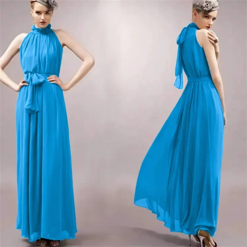 Super Long Dress 2023 New Bohemian Solid Chiffon Large Size Dress Holiday Beach Dress Summer Elegant Big Swing Dress Purple Red