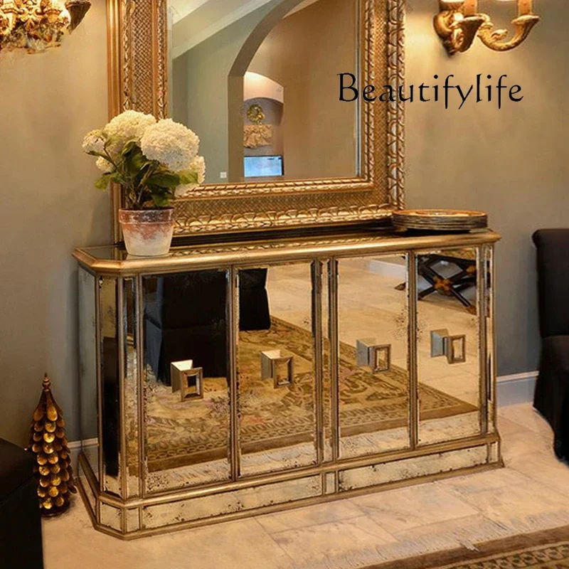 N40 European antique decorative cabinet, mirror entrance cabinet, neoclassical postmodern style