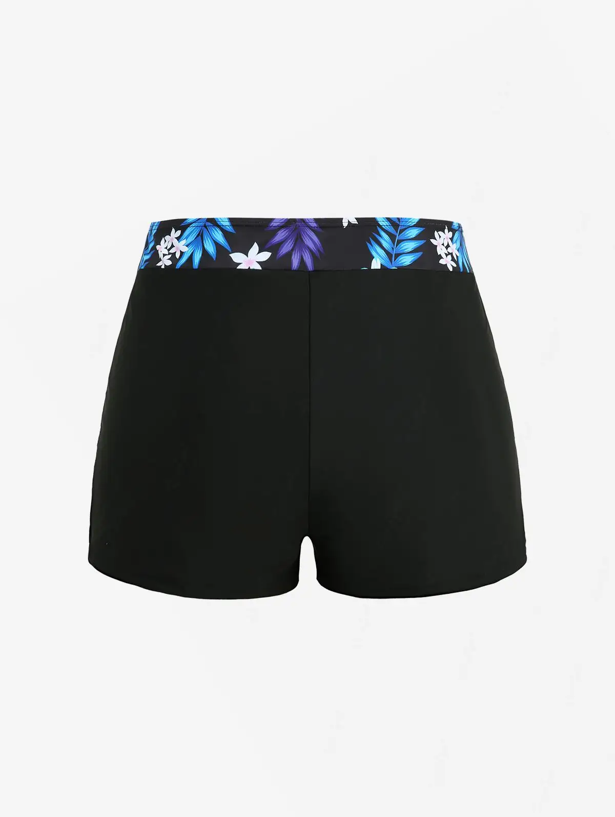 ROSEGAL Plus Size Women's Split Swimsuit Flower Leaf Printed Keyhole Boyleg Tankini Swimwear Two Pieces Adjusted-straps Bikini