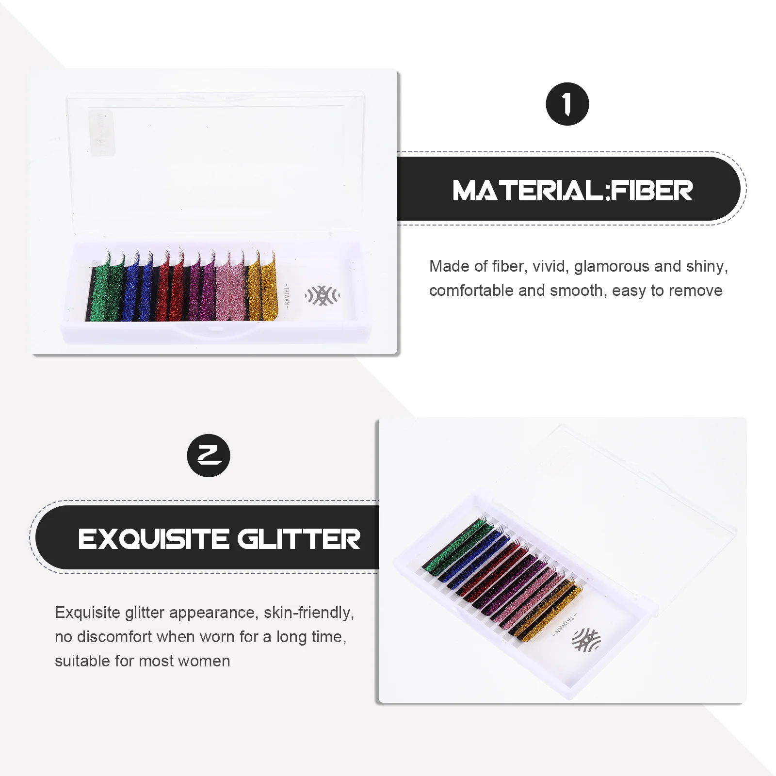 6 pares de extensiones de pestañas de colores, pestañas postizas con purpurina, suministros de maquillaje de ojos tupidos y glamorosos para actuación en festivales de Cosplay