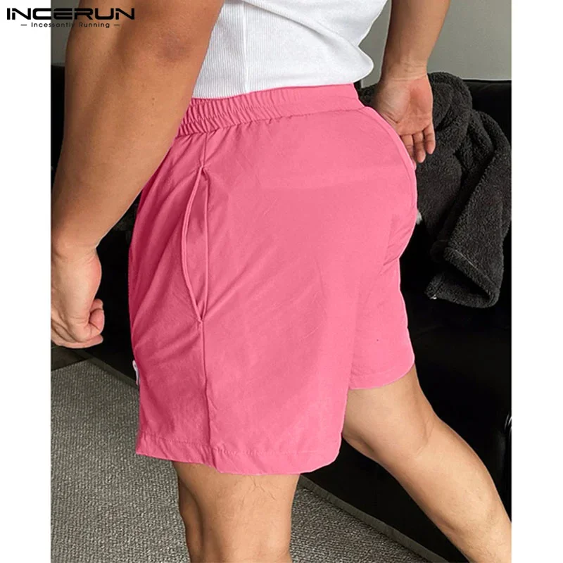 Incerun Männer Shorts einfarbig elastische Taille lose Reiß verschluss Jogger lässig Männer Hosen Streetwear Sommer 2024 Mode männliche Shorts