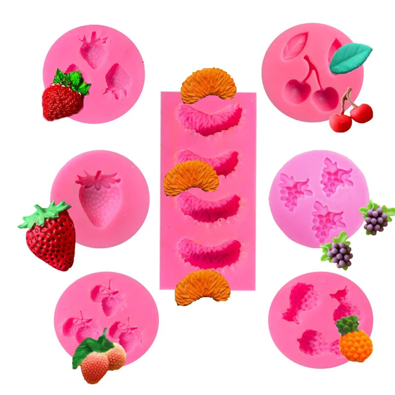 

Fruit Series Cherry Orange Pineapple Strawberry Shaped Silicone Mold Polymer Clay Foam Soft Clay Moldes Para Polimer Clay