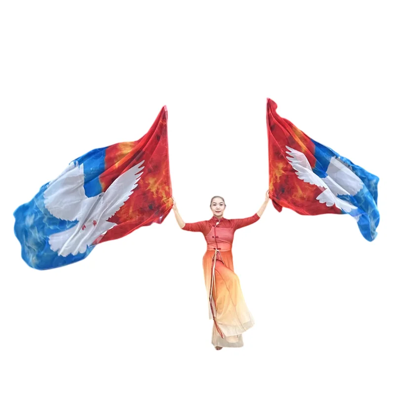 교회용 예배 깃발 세트 (플렉스 로드 2개 포함) 찬양 춤 예배 크리스천 댄스 깃발 (비둘기) 연습 공연용