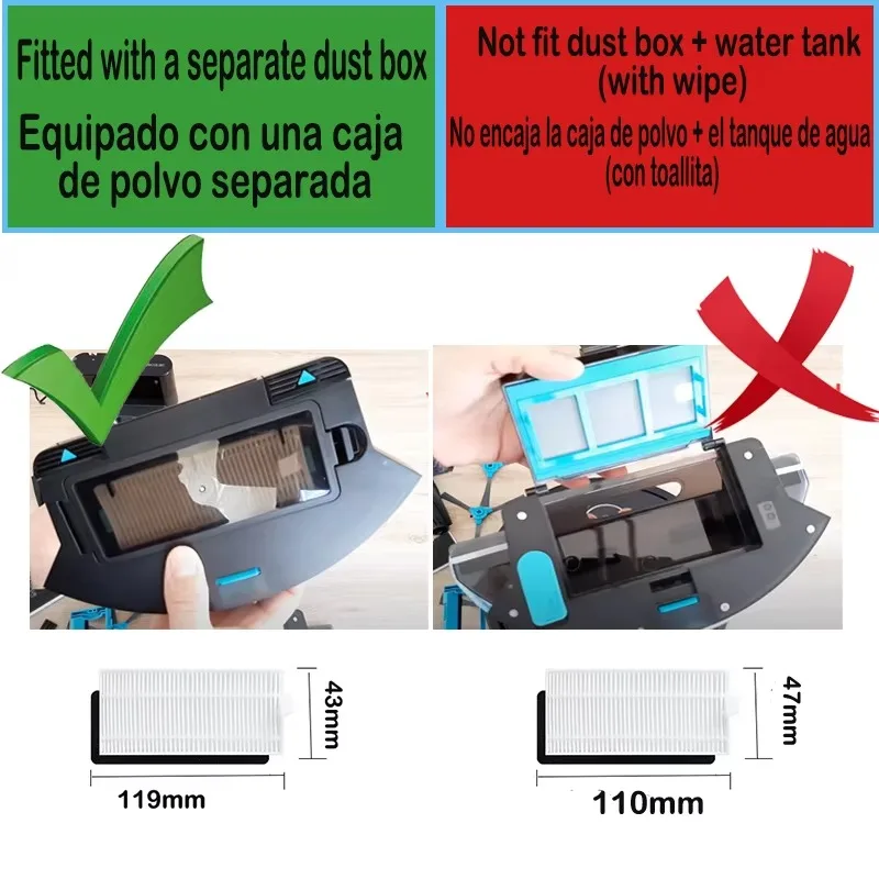 Compatibile con (Conga 1090 / 1790 Titanium Ultra) - Kit Accessori: Spazzola Laterale Principale/Filtro/Straccio/Copribrush