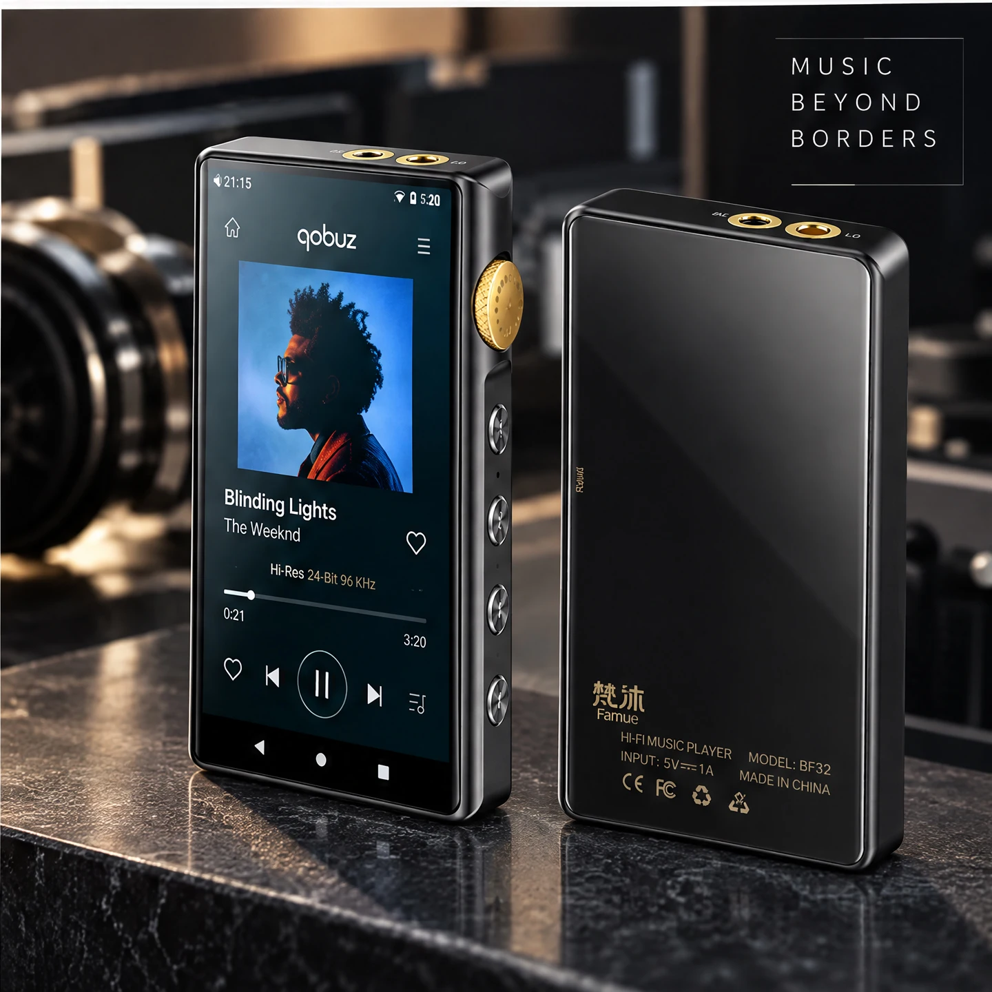 BF32 Lossless HiFi Music Player DSD512 Dual ES9018K2M DAC 4.4mm Balanced 500mW Android 12 Dual Band WiFi Bluetooth LDAC 32GB DAP