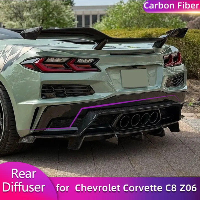 

Задний бампер из углеродного волокна, диффузор, спойлер для Chevrolet Corvette C8 Z06 2022-2024, дополнительный автомобильный задний фартук, защита для губ, комплекты кузова