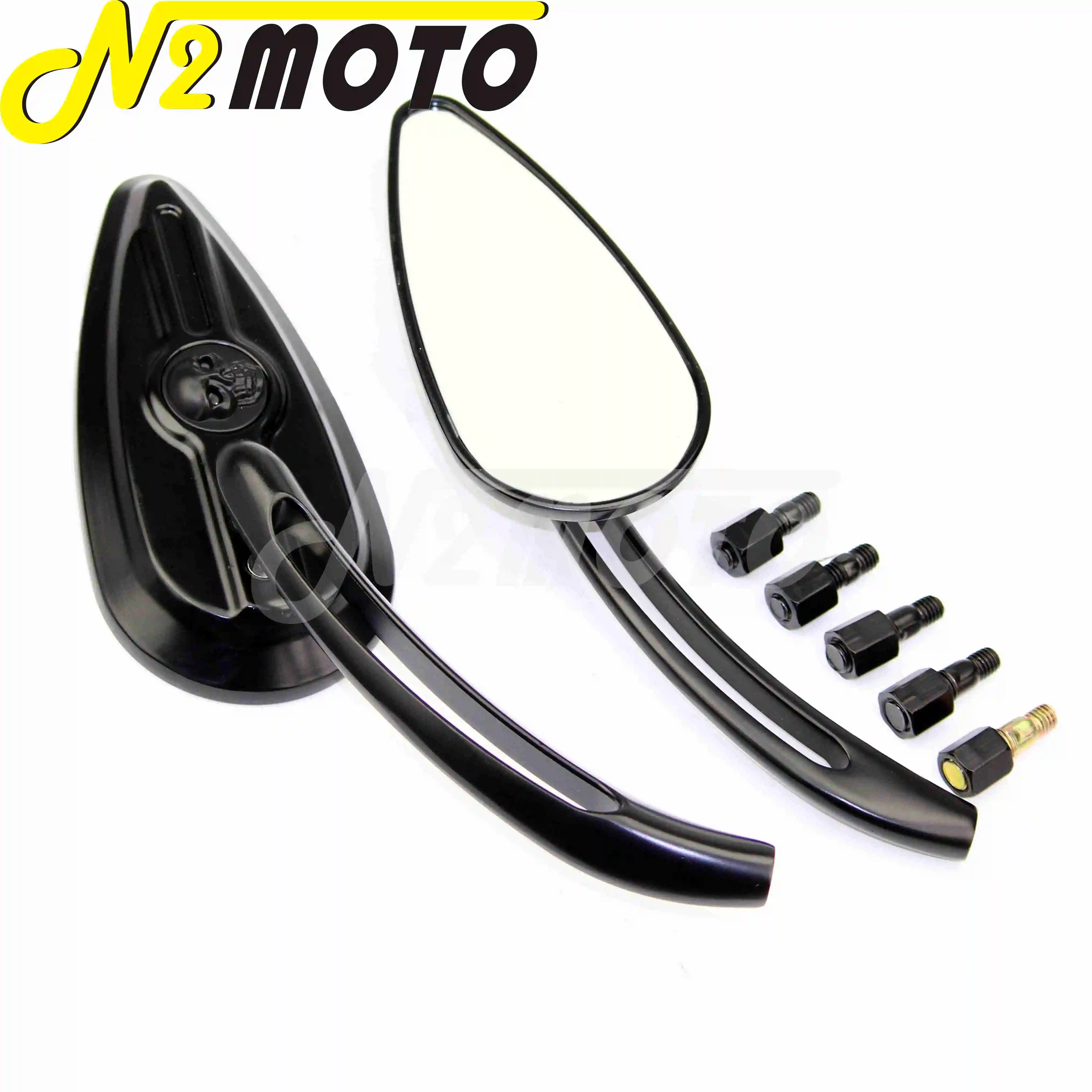 Universal Motorcycle Skull Rear View Mirror 8mm 10mm Bolt Side Mirrors For Harley Dyna Heritage Softail Sportster Custom Cruiser