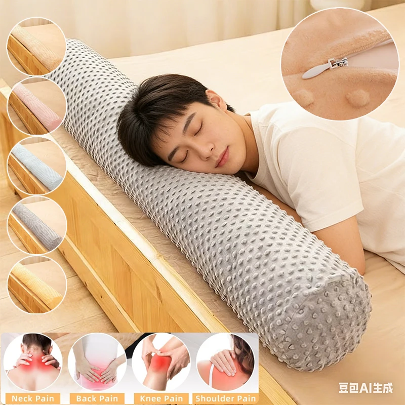 

1pc Contemporary Style Adult Body Pillow - Detachable Cover,Long Round Cylinder Neck Roll,All-Season Use Cylindrical Body Pillow