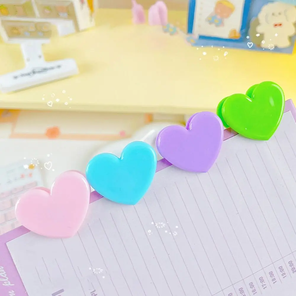 10PCS Portable Mini Love Clip Cute Plastic Label Clip Color Transparency Simple Storage Folder Student