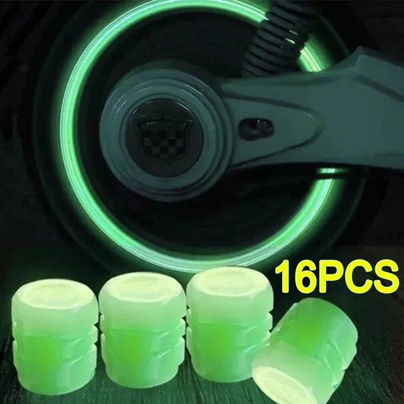 4/8/16pcs Universal Car Luminous Tire Valve Caps Fluorescent Night Glowing Motorcycle Bicycle Bike Wheel Tyre Hub Caps Decor
