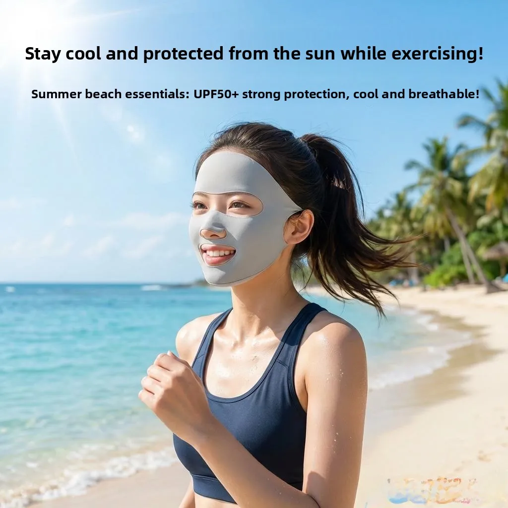 

Women's Summer Running Face Mask Full Face Sun Protection Light Breathable Ice Silk Thin Model Special Golf Sports Mask